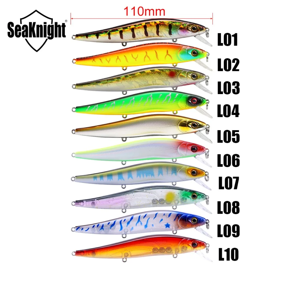 

Seaknight SK020 Minnow Fishing Lure 1PC 14g 110mm 0-1M Artificial Bait Stronger Bicyclic Hooks Retail Lure PVC Box Packing