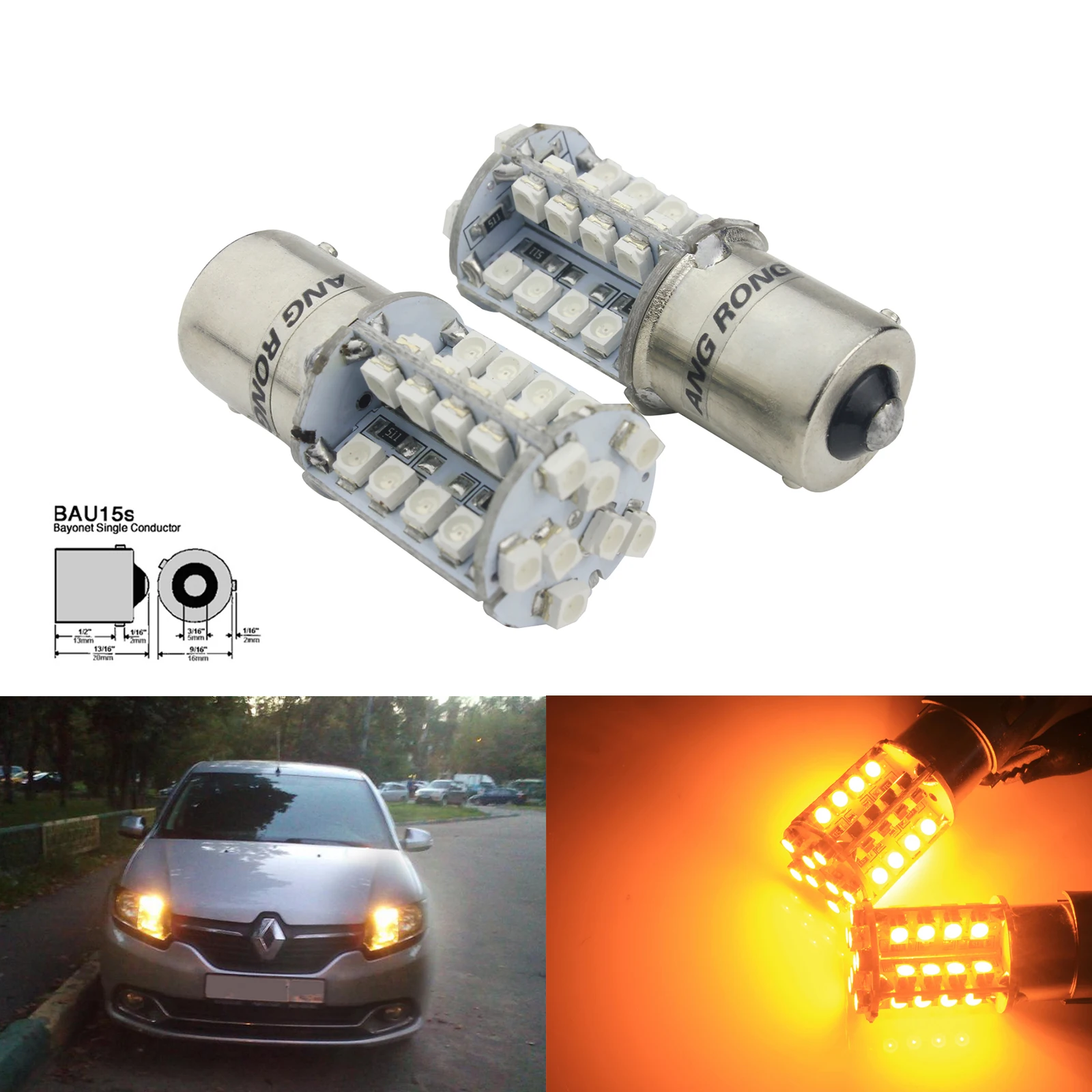 ANGRONG 2x581 PY21W BAU15s лампа 40 SMD светодиодный сигнал поворота передний задний индикатор