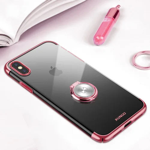 Для Iphone XS/XS Max чехол Xundd Роскошный Жесткий PC задняя крышка оболочка для Iphone XS XR с кольцом подходит для магнитного автомобильного держателя - Цвет: Rose gold