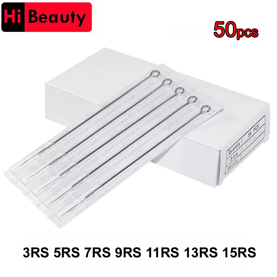

50PCS/Lot Disposable 3RS 5RS 7RS 9RS 11RS 13RS 15RS Sterilized Curved Round Tattoo Needles Tattoo Supply For Machine Gun Grip