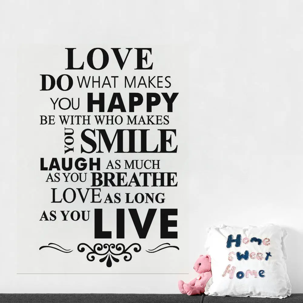LOVE DO WHAT MAKE YOU HAPPY Quote Настенная Наклейка для гостиной Съемная Бесплатная доставка |