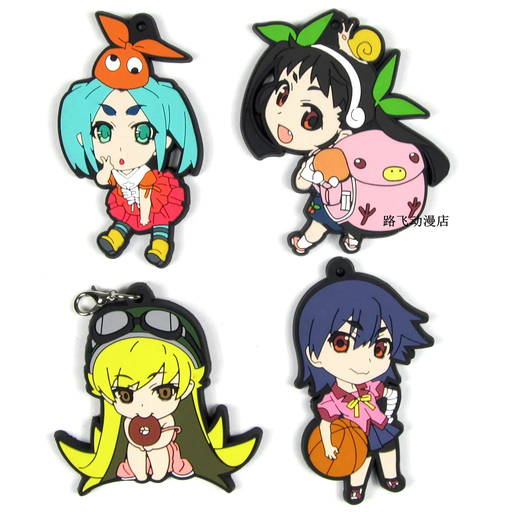 Аниме модель Nisemonogatar резиновый брелок Oshino Shinobu Hachikuji Mayoi Kanbaru Suruga фигурка кулон