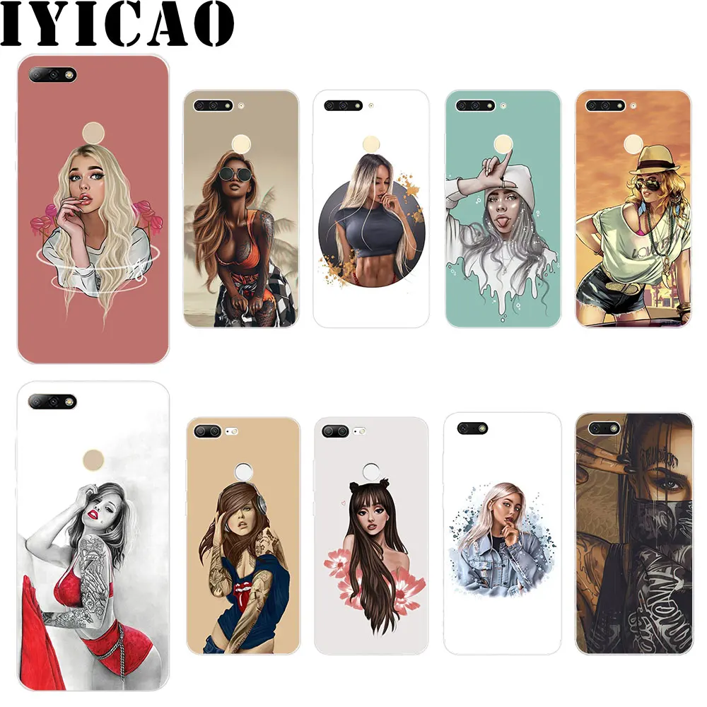 Жесткий чехол IYICAO pretty girl для huawei Honor Play Note 10 6A 6C 7A Pro 7C 7X 8C 8X8 9 Lite | Мобильные телефоны