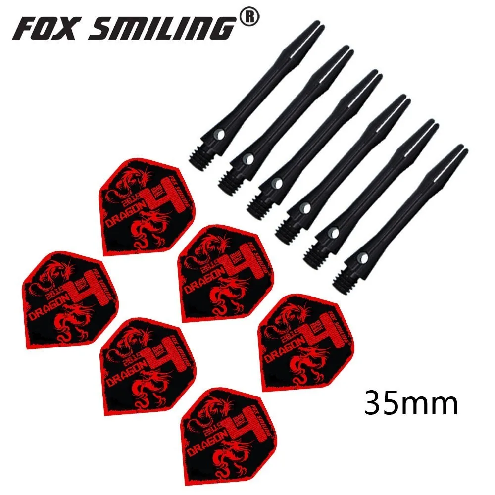 set black6 Fox Smiling 35 мм алюминиевый дротик валы и Дротика s Набор полетов дардо перо Листья аксессуары для игры в дартс набор для Дротика доска - Цвет: set black6