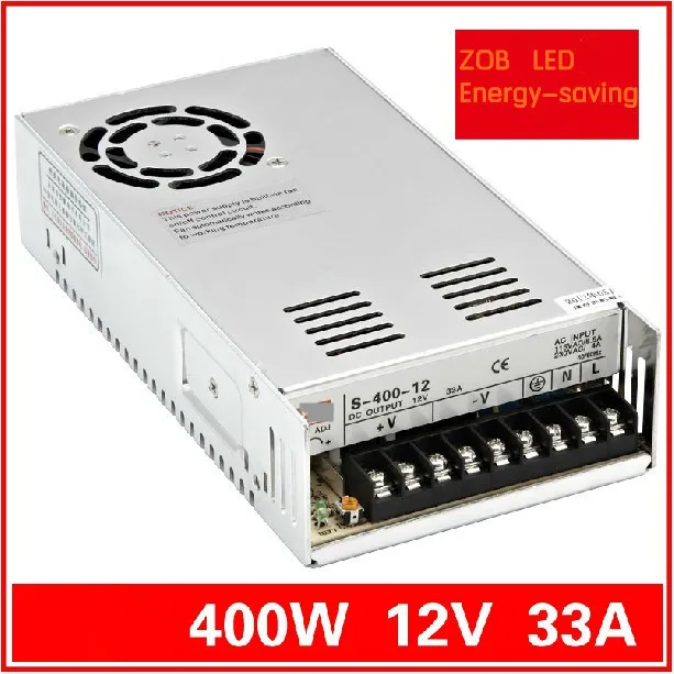 

FREESHIPPING 400W LED Switching Power Supply,12V 33A,85-265AC input,power suply 12V Output CE ROSH HOTSELL S400W-12V-33A