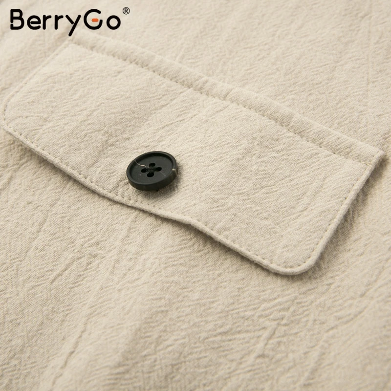 BerryGo льняные платья, женское платье-рубашка, платье с длинным рукавом, элегантное женское платье на пуговицах, vestidos, винтажные летние мини платья, повседневные