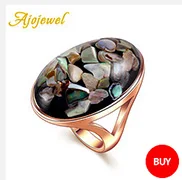 Ajojewel бренд#7-12 трендовые ювелирные изделия унисекс розовое золото цвет большой овальной формы морские кольца ракушки для мужчин и женщин