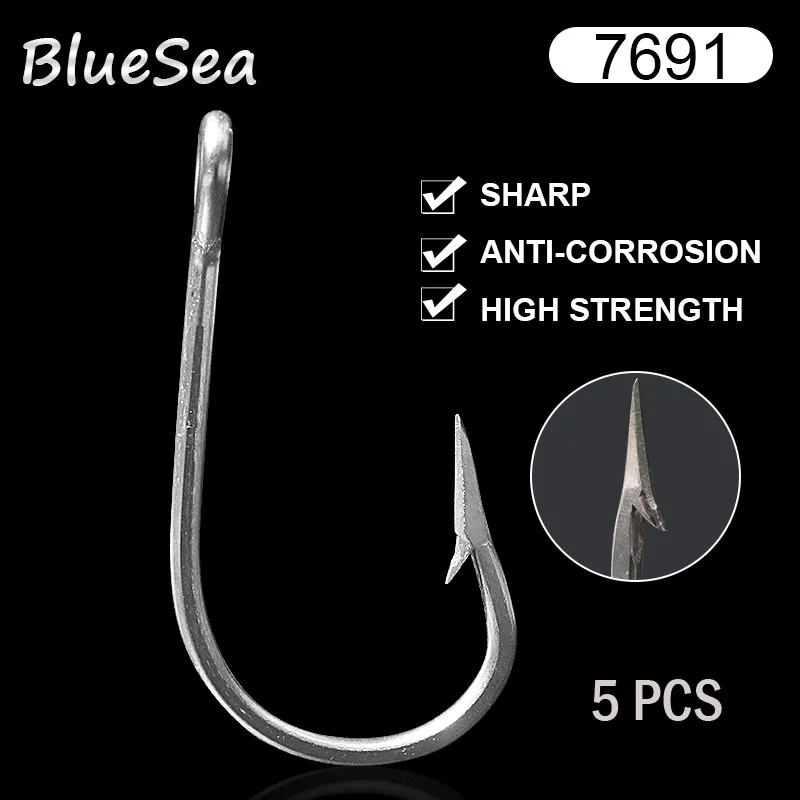 BlueSea 7691 5 штук/упак. рыболовные крючки из нержавеющей стали с акулой J типа Sea Demon