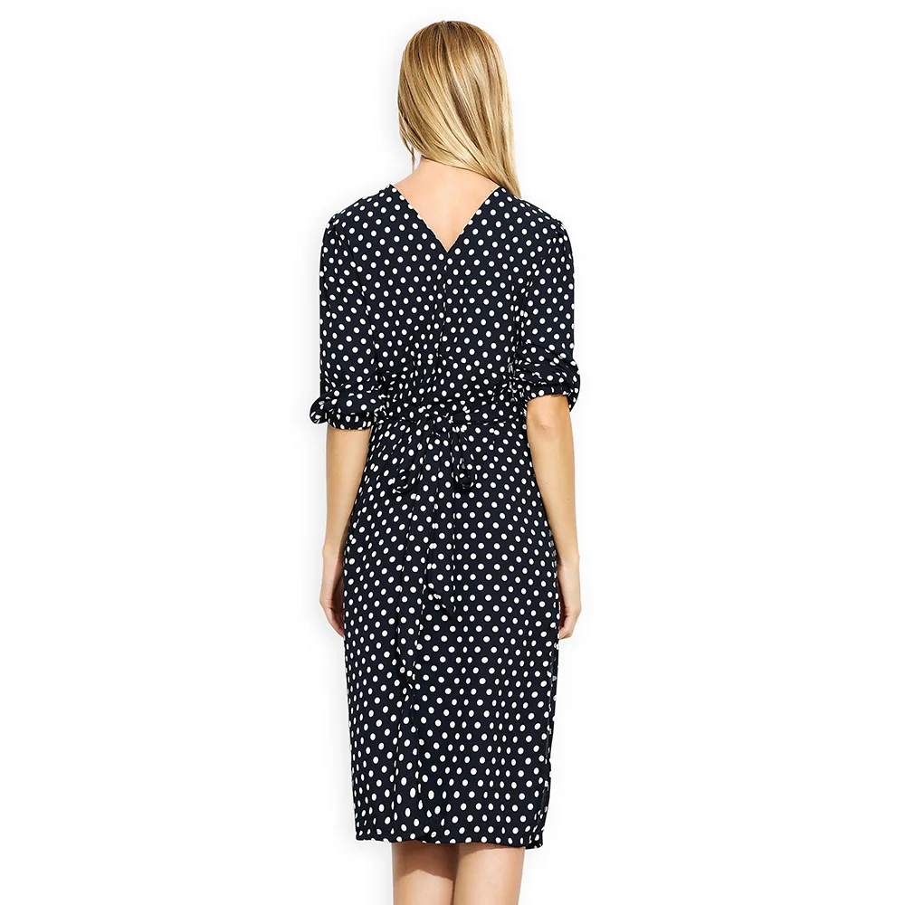 Polka dot ruffle long dress Women sleeve spring casual 2018 Streetwear black Summer Cotton Dress Vestidos 4XL | Женская одежда