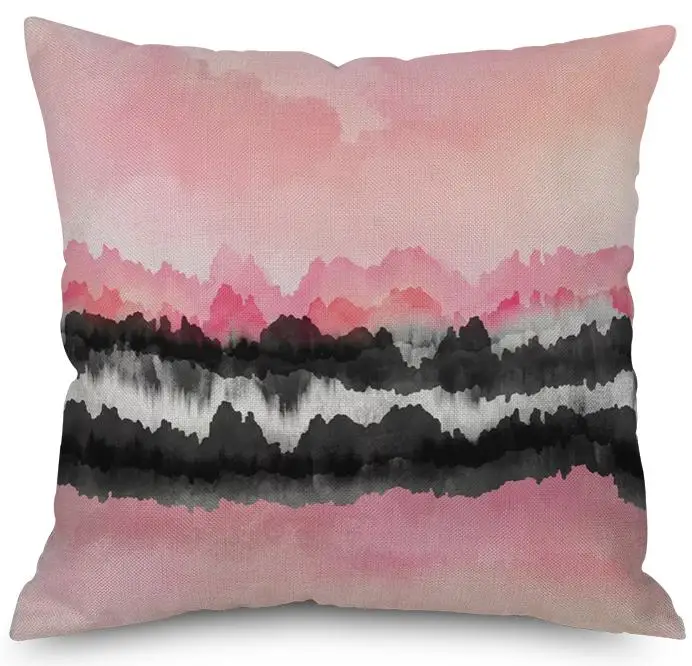 Nordic Style Watercolor Geometry Throw Cushions Creative Ink Mountaion Stone Geometric Printed Plush Chair Pillow Seat Pad - Цвет: A11