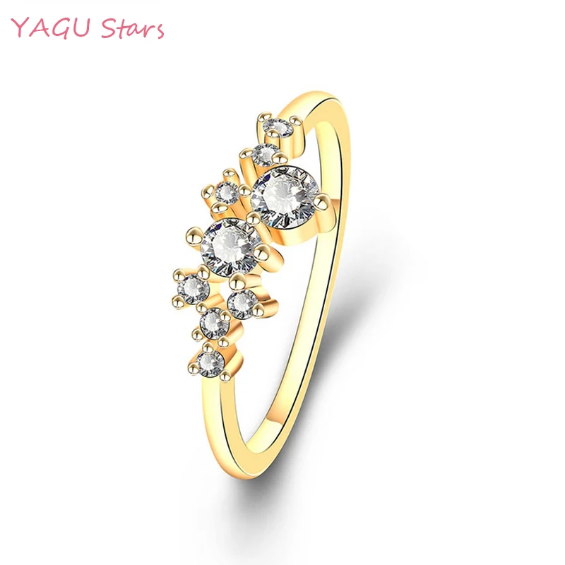 Шикарный золотой цвет кольца маленький Сияющий AAA кубический циркон 925