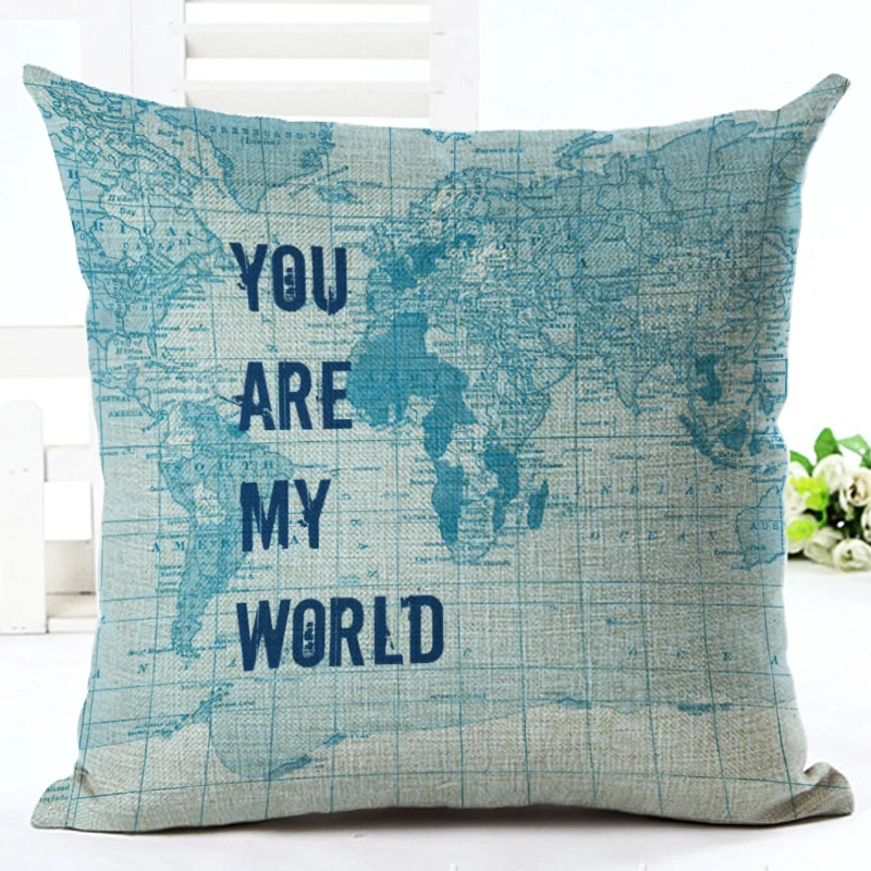 Сделать Подушки оптовая продажа карта мира серии Лен Чехлы для подушек свадебный