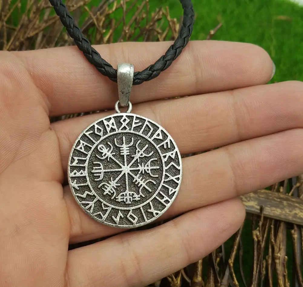 Norway Valknut pagan amulet Vegvisir Viking Wax Cord Scandinavian Norse Vikings Amulet Jewelry Runes Pendant Necklace | Украшения и