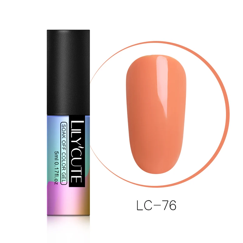 LC-76 LILYCUTE, УФ светодиодный чистый цветной гель для ногтей, лак для ногтей, долговечный, красный, серый, кофейный, замачиваемый, Гель-лак для ногтей - Цвет: LC-76