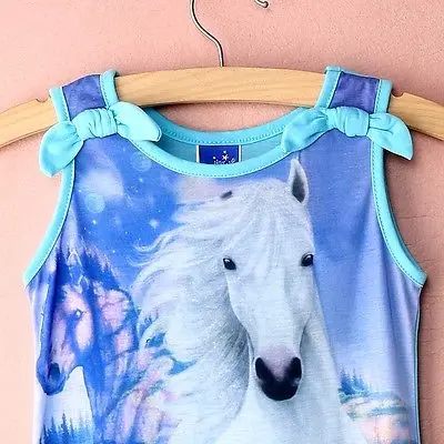 Free shopping 2016 New summer dress horse Dress girls clothes printing sleeveless kids Clothes vestidos infantis | Детская одежда и