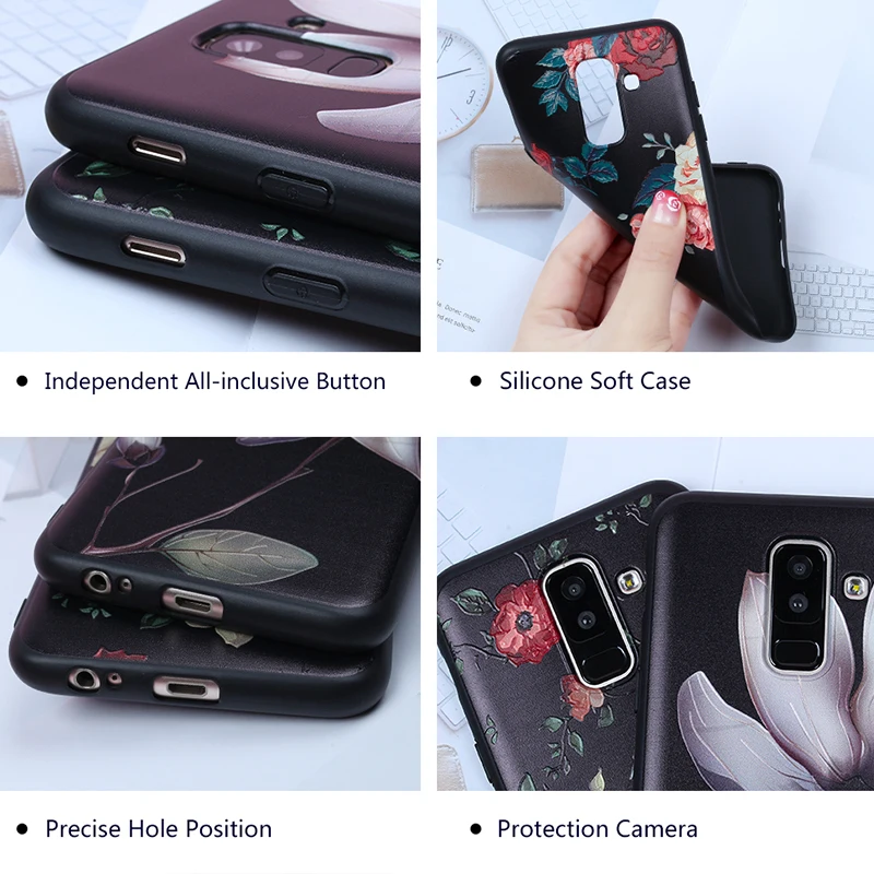 Case For Samsung Galaxy J4 J6 J8 2018 A8 A6 Plus A5 2017 S8 S7 Edge S9 Note 9 J2 J3 J5 J7 A3 A7 2016 Flower Cases |