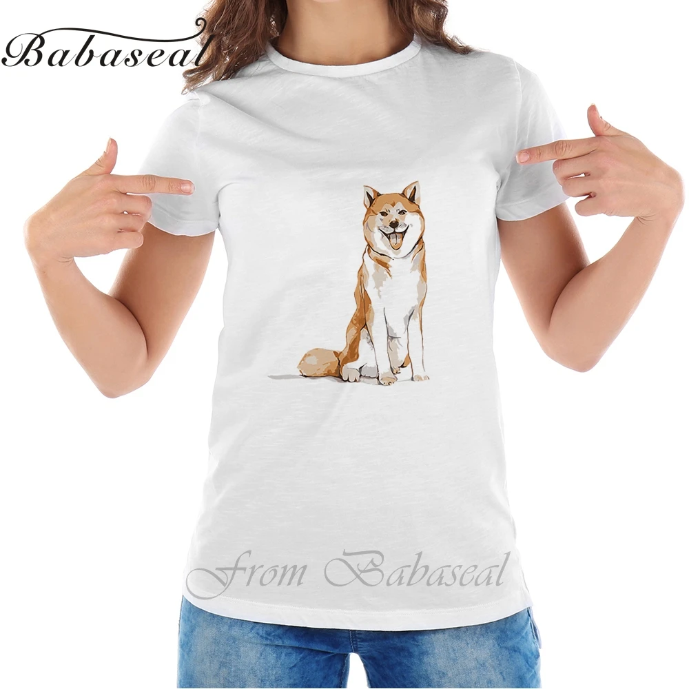 Babaseal модный принт Винтаж собака породы Акита футболка в Корейском стиле с