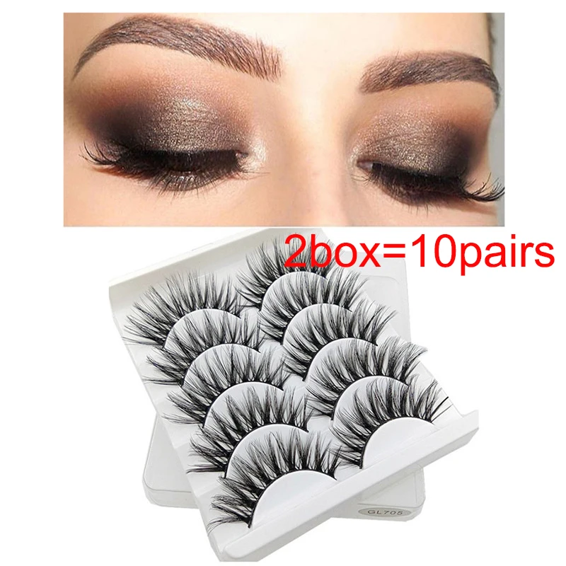 2box 10pairs 10 коробок = 50 пар натуральные накладные Искусственные ресницы длинный макияж 3d накладные ресницы из норки ресницы норки для женщин наивысшего качества - Цвет: 2box 10pairs