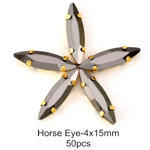 Horse eye 4x15mm Гематит высокое качество стекло кристалл пришивные стразы с коготь Кристалл каплевидные Пришивные коготь стразы для одежды B3794 - Цвет: Horse eye 4x15mm