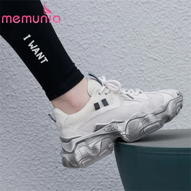 

MEMUNIA 2019 Genuine Leather Women Sneakers High Quality Spring Summer Female Sneakers breathable Comfortable Casual Shoes