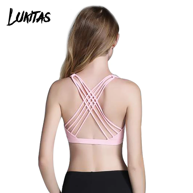 LUKITAS, женский спортивный бюстгальтер, быстросохнущий, очень тянущийся, топ, спортивный, пуш-ап, для фитнеса, бега, спортзала, дышащий, с перекрестными лямками, для йоги, бюстгальтер, жилет, топы