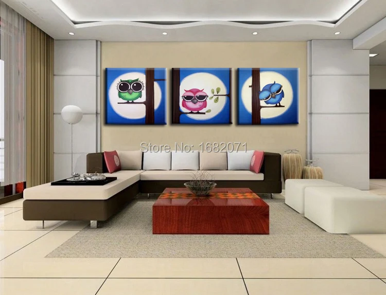 Бесплатная доставка ручная роспись современная популярная смешная сова картина