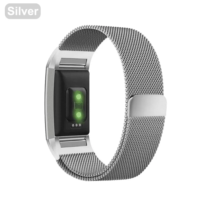 XShum металлический ремешок из нержавеющей стали для браслета Fitbit charge 2 Миланская петля Магнитный Fitbit charge 3 ремешок умный Браслет для наручного ремешка - Цвет: Silver