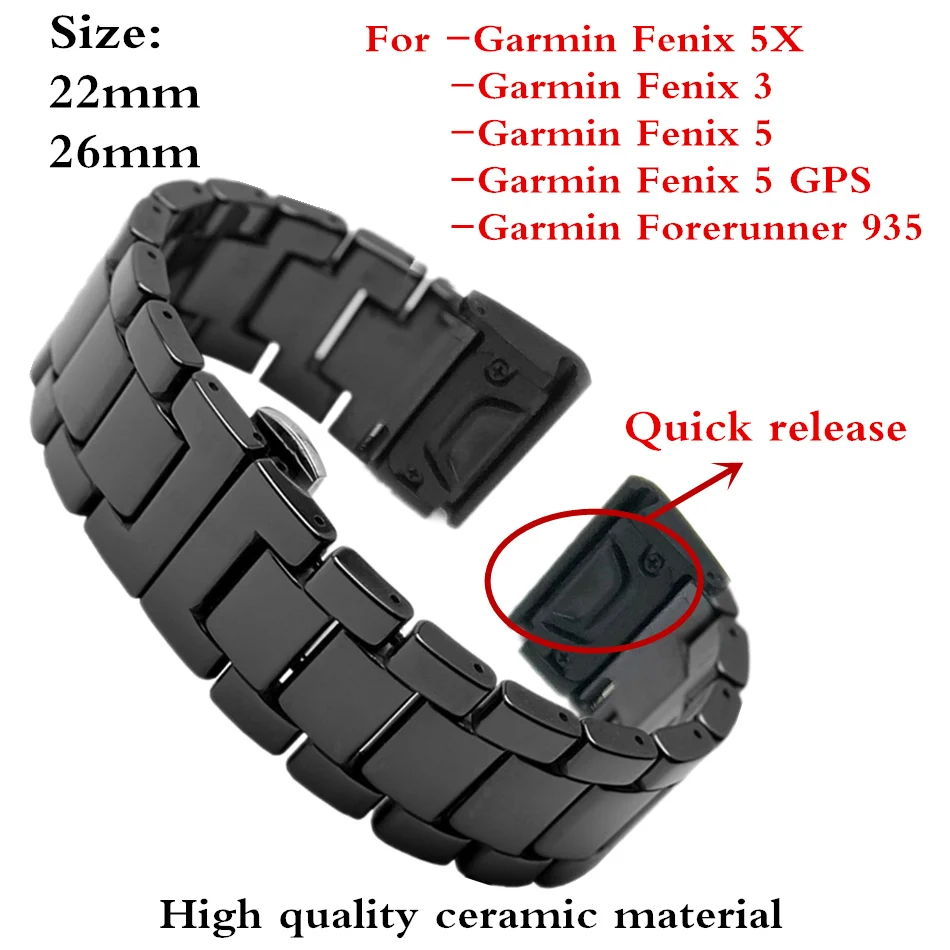22 мм 26 керамическая пряжка бабочка быстросъемный ремешок для часов Garmin Fenix 5/Forerunner