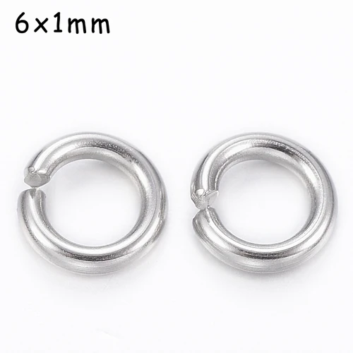 6x1mm 1000 шт, 4 мм-12 мм, 304 нержавеющая сталь, открытые одиночные петли, переходные кольца, разъемное кольцо для самостоятельного изготовления ювелирных изделий - Цвет: 6x1mm