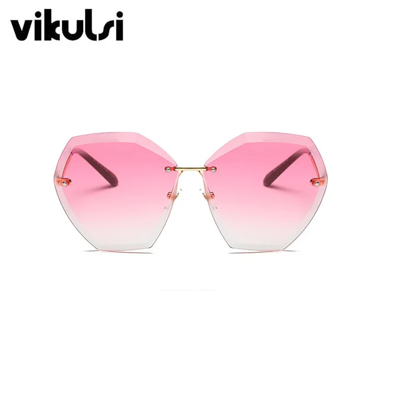 A945 gradinet pink Розовый градиент без оправы Солнцезащитные очки для женщин для Для женщин негабаритных очки новая мода Защита от солнца Очки женские летние Путешествия Эфирное UV400 - Цвет линз: A945 gradinet pink