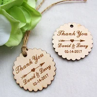 100pc personalized engraved thank you wedding tags round circle wooden hang tags rustic wedding bridal shower favors tag 39mm