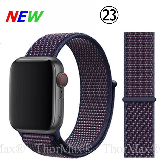 23-Indigo Нейлоновый спортивный сменный ремешок для Apple Watch 5/4 40 мм 44 мм Полосатый Мягкий дышащий ремешок для iwatch серии 5 4 3 38 мм 42 мм - Цвет ремешка: 23-Indigo