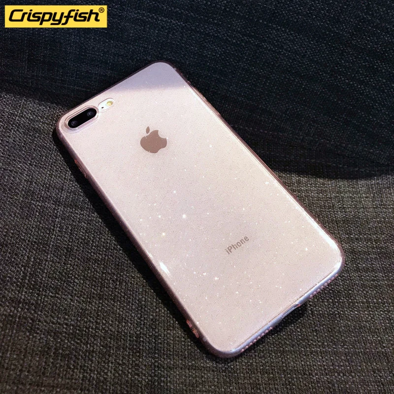 Блестящий Прозрачный Мягкий ТПУ силиконовый чехол-накладка для iPhone 7 8 Plus простые Чехлы для 6 6s X XR XS MAX 11 Pro Max