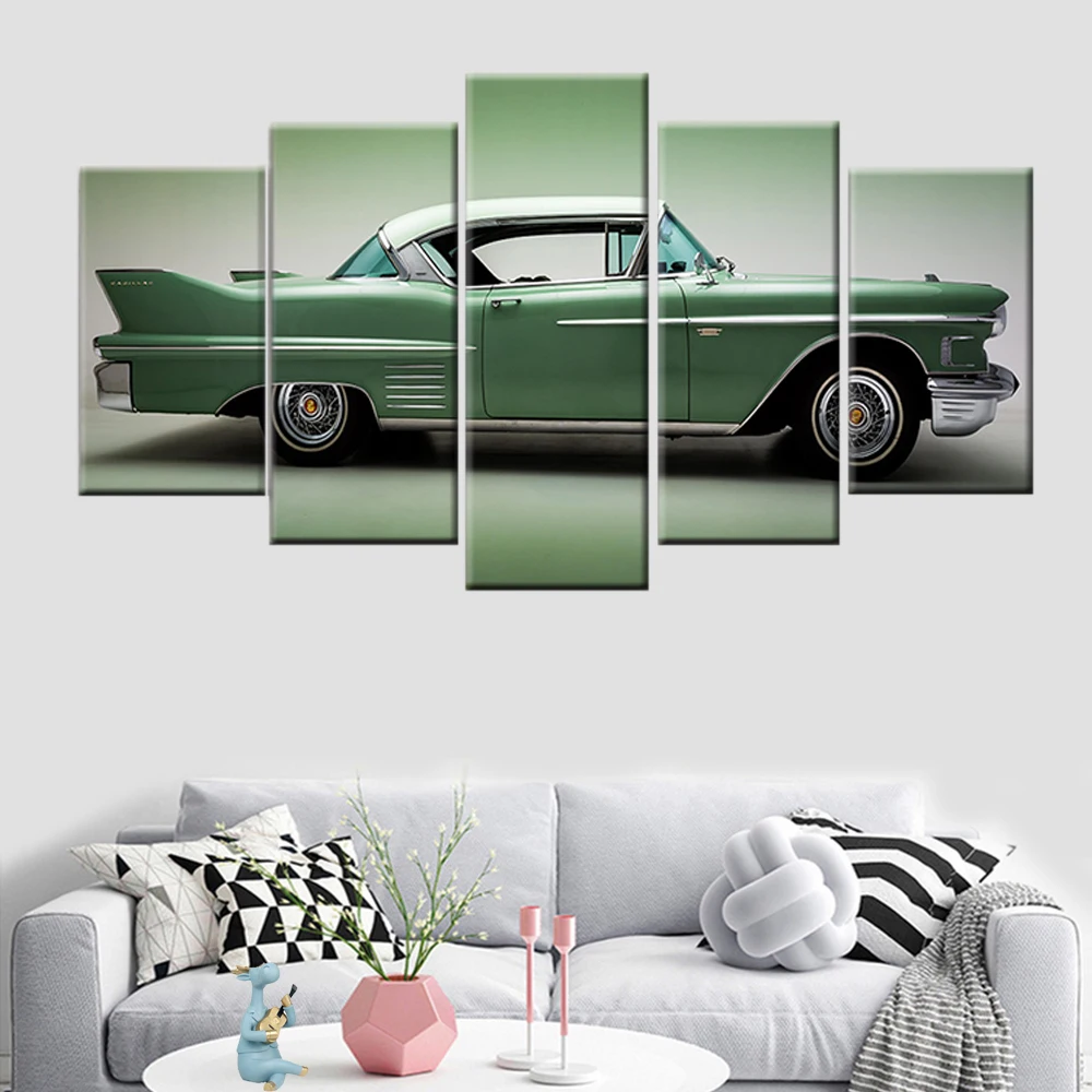 5 шт. ретро классический зеленый Кабриолет настенная живопись на холсте картина