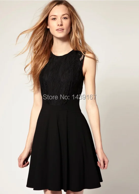 Summer new Korean version of the small fragrant wind lace dress elegant woman in black Audrey Hepburn A sweet temperament | Женская