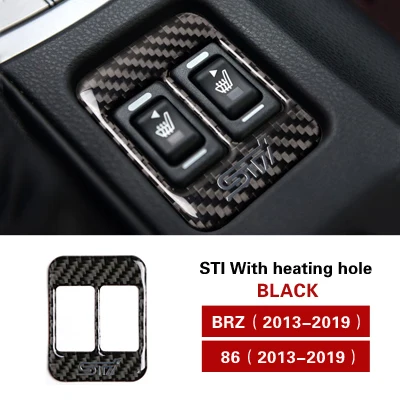 STI BLACK With Hole Для Subaru BRZ Toyota 86 2013- модификация автомобиля углеродное волокно Кнопка подогрева сиденья наклейки и наклейки для автомобиля TRD STI накладка - Название цвета: STI BLACK With Hole