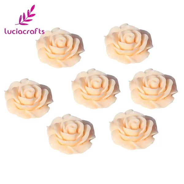 champagne 6pcs Цветок розы 20 мм плоская основа Смола цветок ювелирные изделия бусины DIY Поиск аксессуаров 6 шт F1318 - Цвет: champagne 6pcs