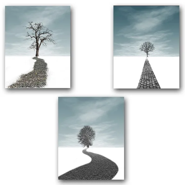 Modular Nordic HD Print Artwork Abstract Trees Poster 3 Pieces Home Decor Modern Canvas painting picture for living room FA668 | Дом и сад