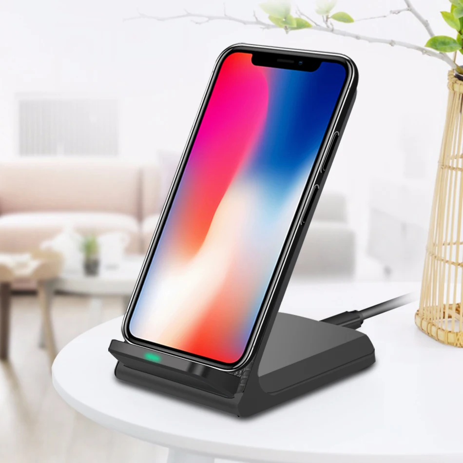 CinkeyPro QI Беспроводное зарядное устройство для iPhone X 8 10 samsung S6 S7 S8 с 2 катушками Быстрая зарядка 2,0 зарядная подставка адаптер держатель для зарядки