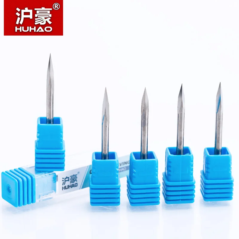 

HUHAO 1pc 3.175mm 3 Edge Carbide Pypamid bits 3A TOP QUALITY CNC Engraving Bits Router Machine 3 face Stone Carving Tools