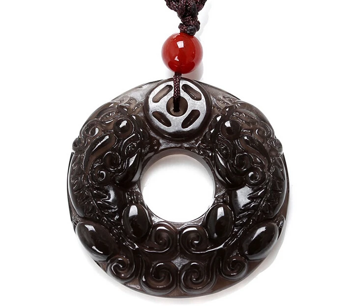 Free Shipping - natural ice kind of obsidian pendant Lucky brave double peace buckle | Украшения и аксессуары