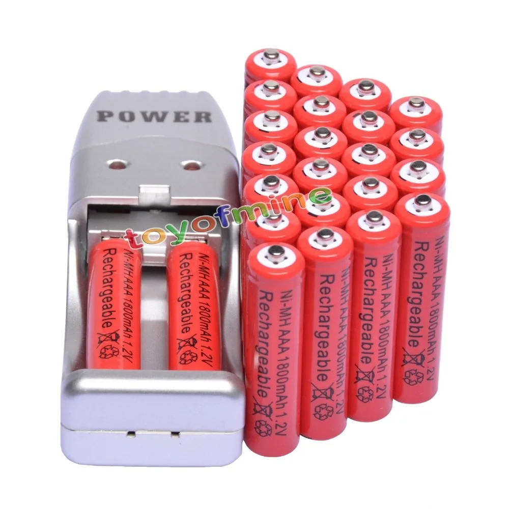 

24x AAA 3A Red Color 1.2V Ni-MH 1800mAh Rechargeable Battery + USB Charger