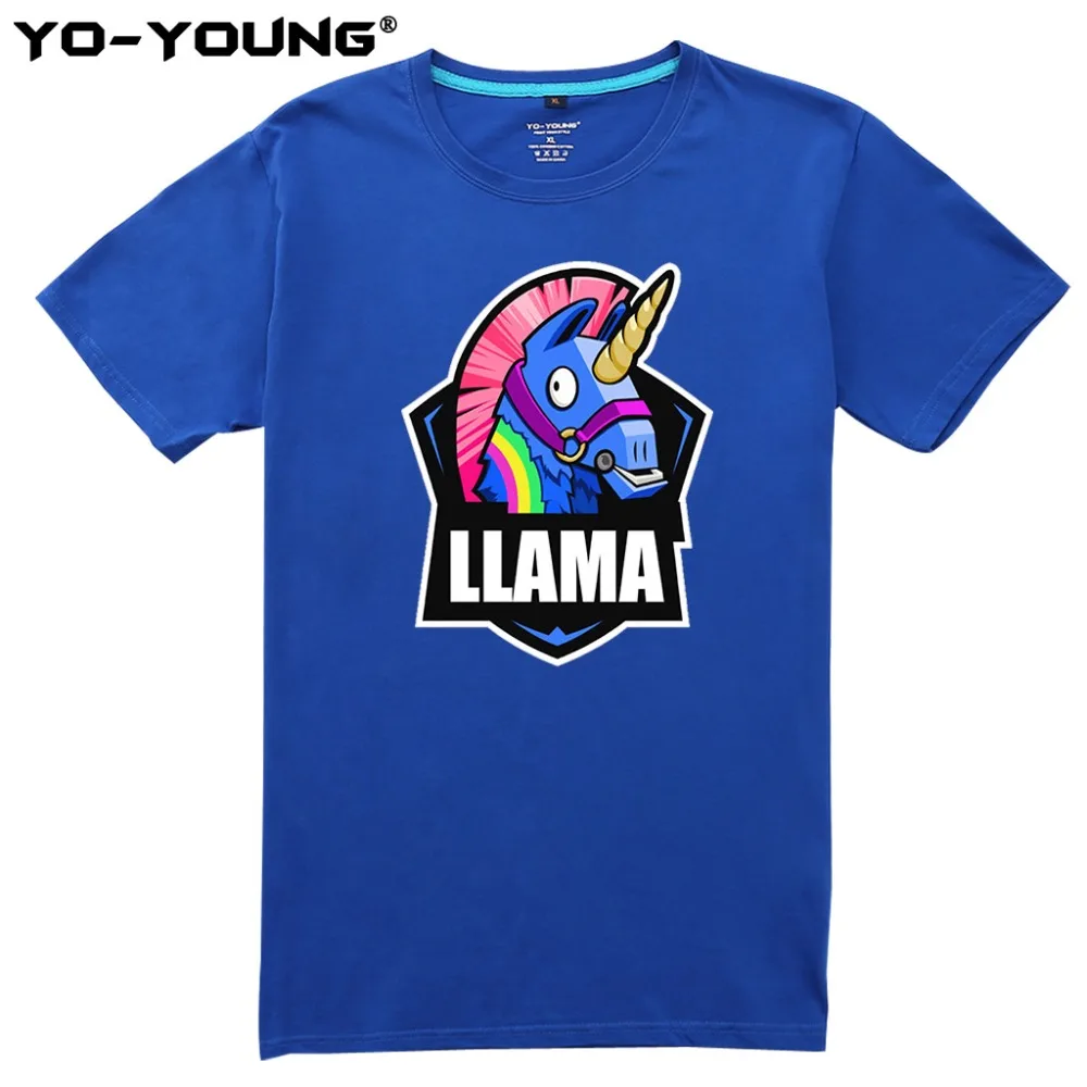 Yo-Young Men T-Shirt Funny LLAMA LOGO Print Game Fans T Shirts 100% Combed Cotton Casual Summer Top Tees Homme camisetas hombre | Мужская