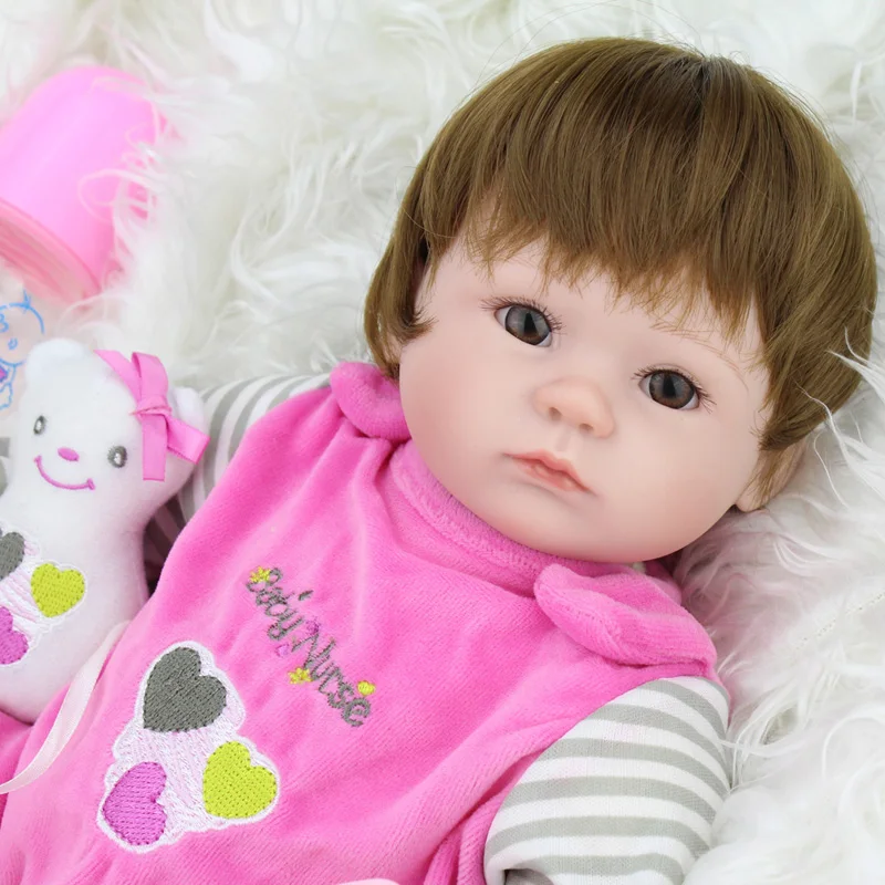 Милые маленькие мягкие силиконовые виниловые куклы 42 см Кукла Reborn Baby коричневый