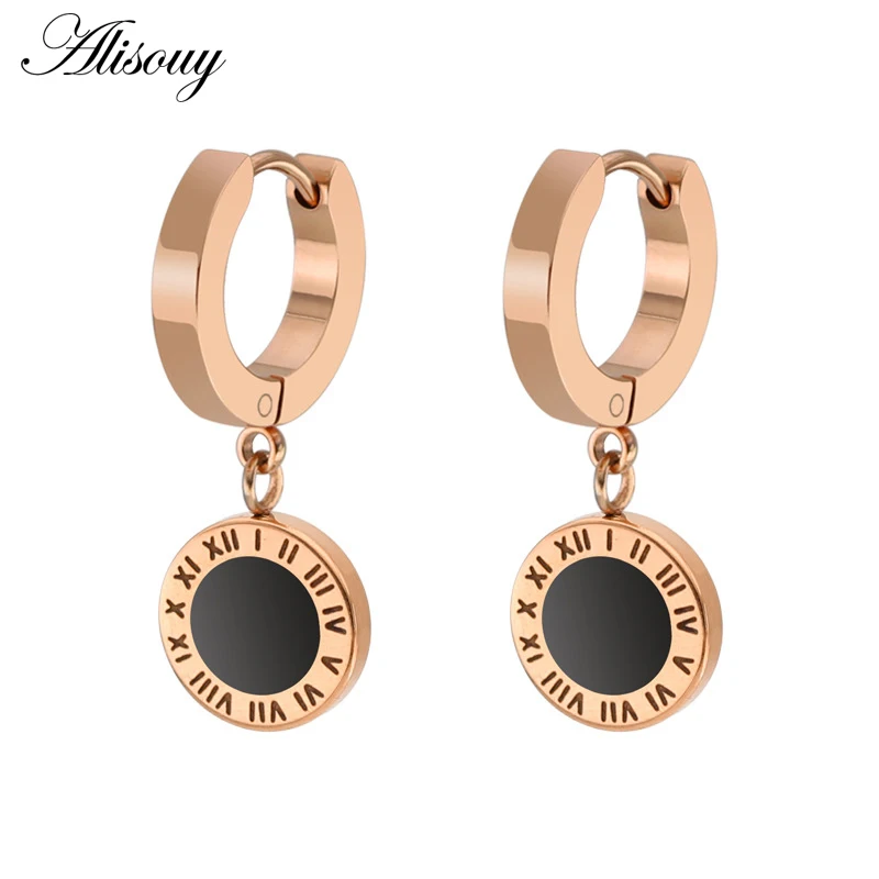 EW0052-1 Rose Gold Alisouy, 2 шт., маленький золотого цвета, серьги-кольца для женщин, минималистичный пирсинг для ушей, серьги Huggie, серьги с подвеской в виде сердца - Окраска металла: EW0052-1 Rose Gold