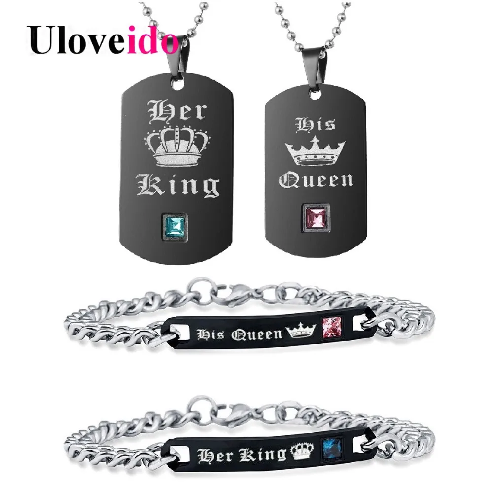 Ювелирные наборы Uloveido ST118 черные ювелирные изделия с изображением ее короля и его