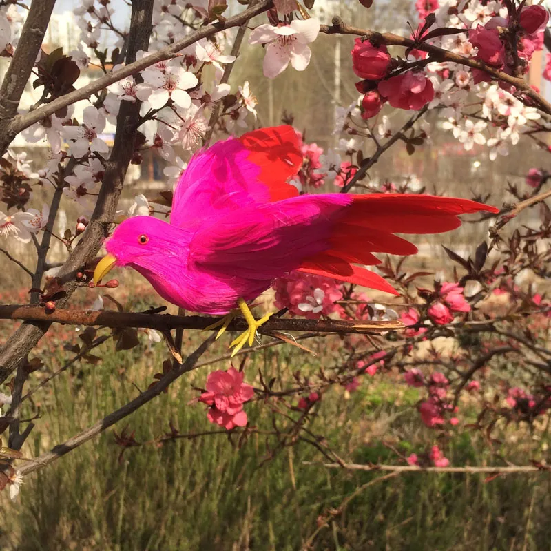 

Пластиковые крылья из пенопласта и перьев, около 14 см, ярко-розовая птица, модель ручной работы, игрушка, реквизит, декоративный подарок w5529