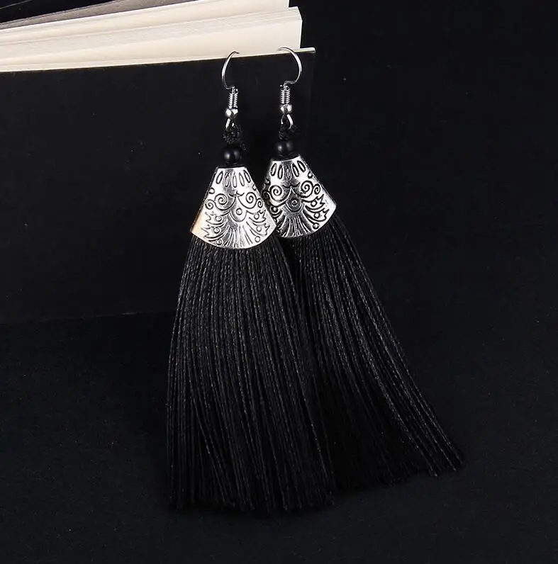 C1062-BLACK RscvonM серьги с кисточками Бохо богемные длинные преувеличенные серьги для женская кисточка серьги Модные ювелирные изделия - Окраска металла: C1062-BLACK