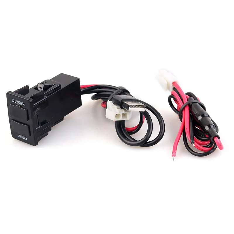 Автомобиля с двумя портами USB Порты и разъёмы 5V 2.1A USB Интерфейс гнездо Зарядное устройство с USB аудио Вход разъем для TOYOTA HONDA NISSAN/SUZUKI/MAZDA