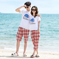 mommy and me clothes for beach holiday couple set summer family look dad son short t shirt and shorts set mom daughter clothes